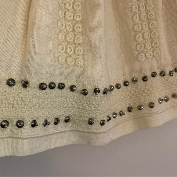 Isabel Marant Étoile Ecru Cotton Alea Embroidered Studded Mini Skirt, 44 - Picture 11 of 16